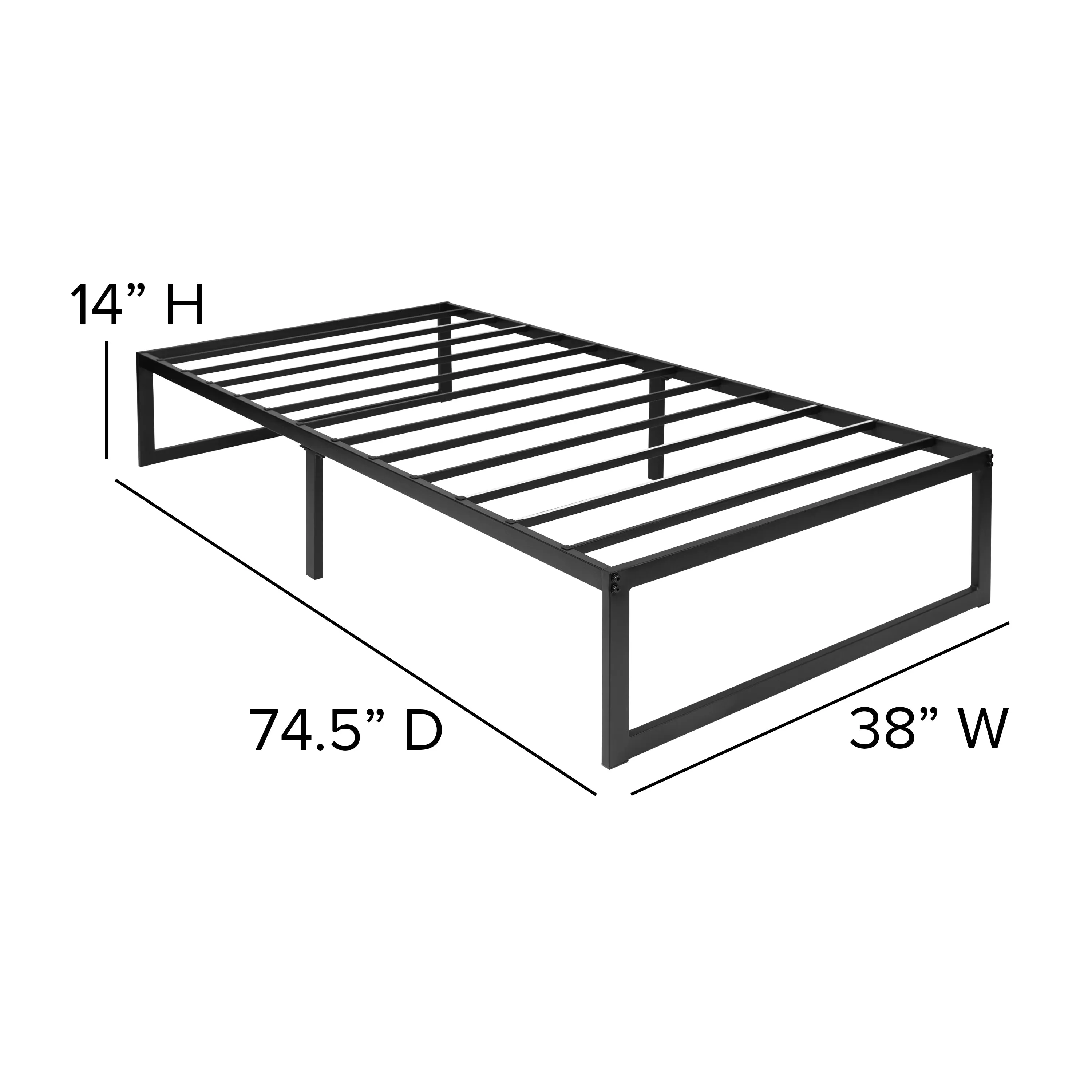 14 Inch Twin Metal Bed Frame XU-BD10001-T-GG