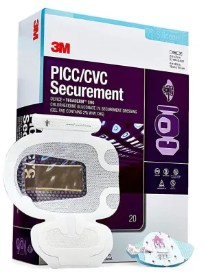 3M™ PICC/CVC Securement Device With Tegaderm CHG I.V. Securement Dressing, 4" x 6-1/8"