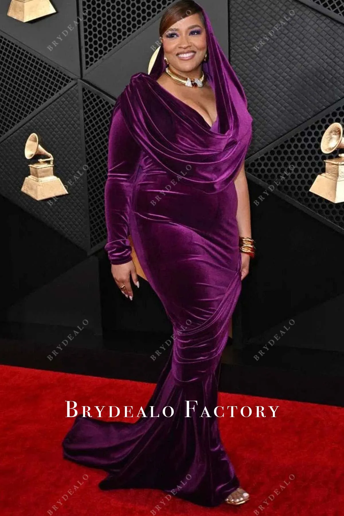 Alex Isley Plum Plus Size 2024 Grammys Red Carpet Dress