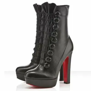 Christian Louboutin Chasseresse 140 Black Leather Ankle Boots 39 UK 6