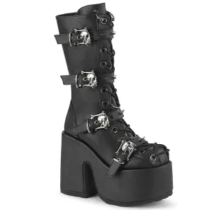 Demonia CAMEL-115 | Black Vegan Leather Mid-Calf Boots