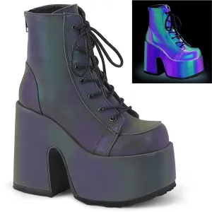 Demonia CAMEL-203 | Green Reflective Ankle Boots