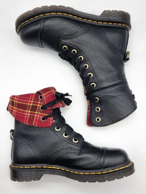 DR. MARTENS AIMILITA BLACK MILLED RED PLAID