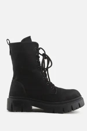 Jenny Fairy Zipper Laces Combat Boots | Suede