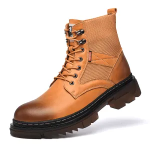 kkboxly kkboxly Men Comfy round Toe Slip Resistant High Top Tooling Boots