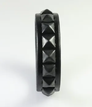 Leather Bracelet with Black Pyramid Studs