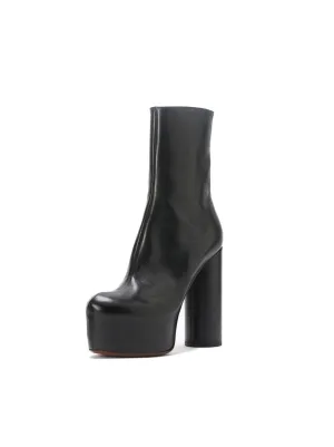 Leather Platform Boots - Black