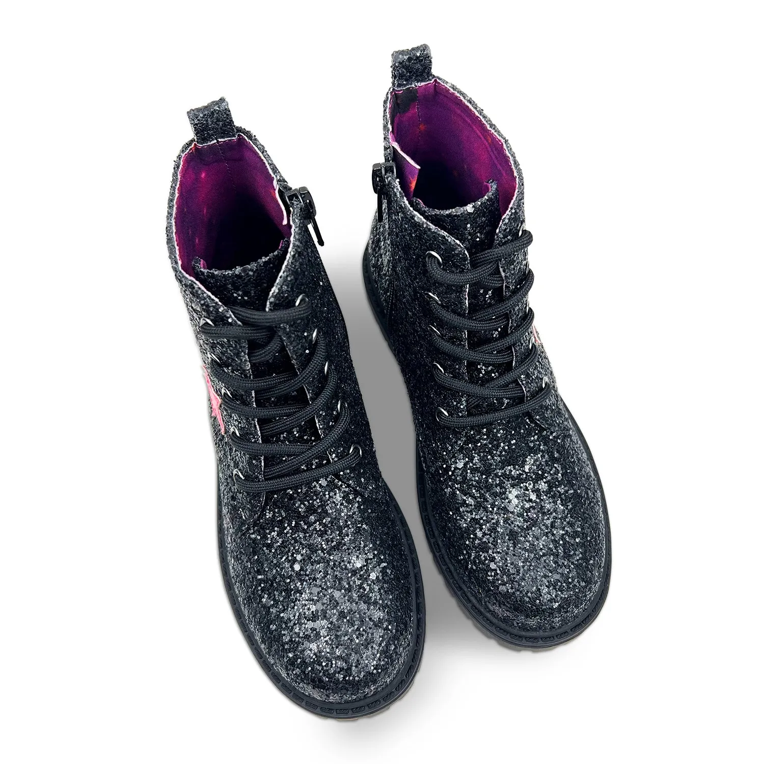 Miss Christie Boot in Black Glitter - Kids