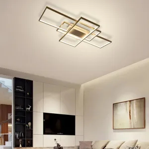 Neutral Style Rectangular LED Semi Flush Ceiling Light in White