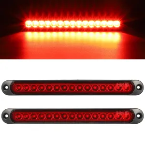 Partsam 2pcs 10 inch 15 LED 2835 SMD Trailer Light Bar Sealed Stop Turn Tail Park Third 3rd Brake Light Assembly Truck Trailer Marker ID Bar Waterproof 12-24V Red Lens