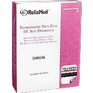 ReliaMed Sterile Latex-Free Transparent Thin Film I.V. Site Adhesive Dressing 4" x 4-3/4"