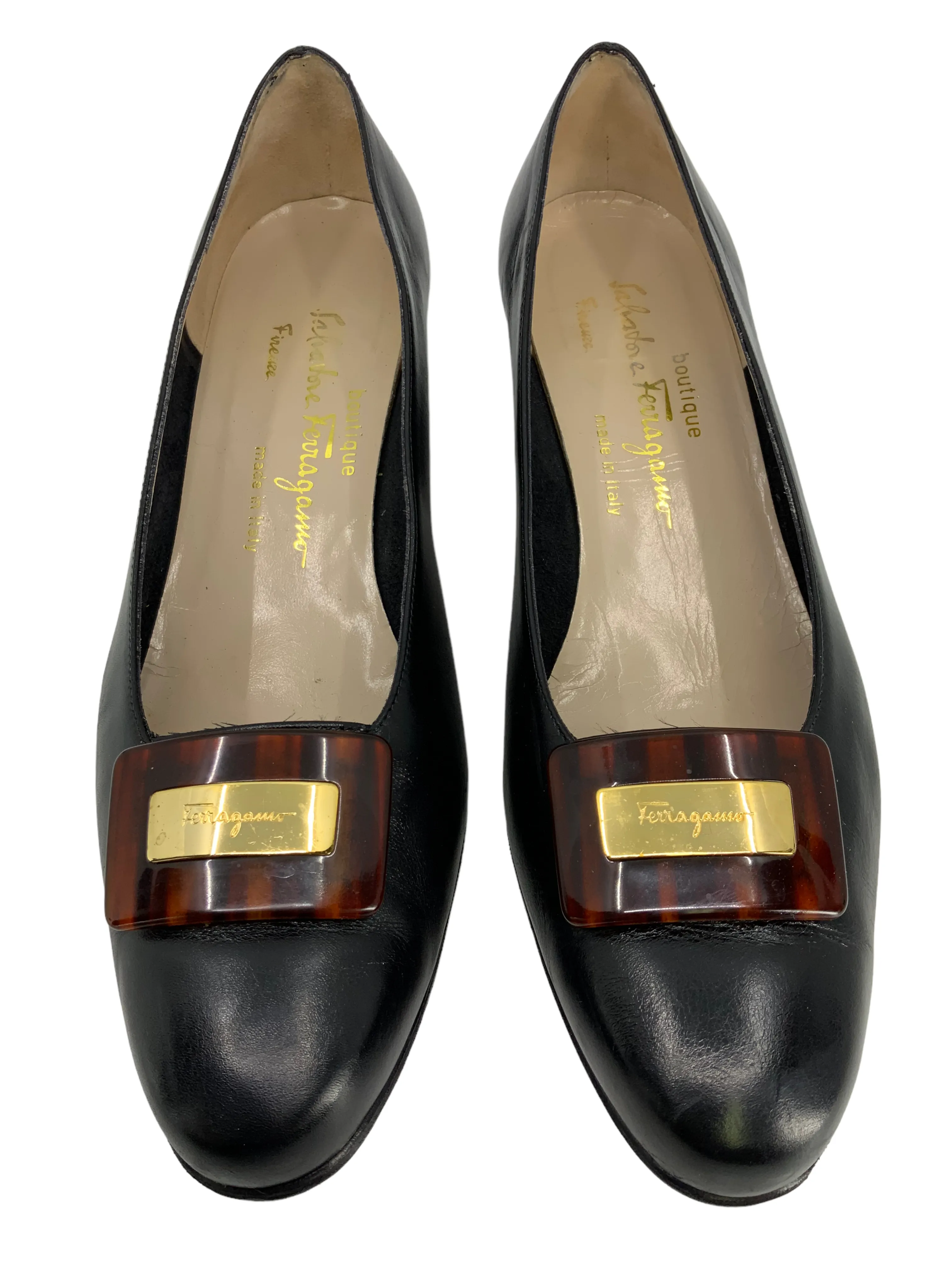 Salvatore Ferragamo Leather Logo Pumps Size 9.5