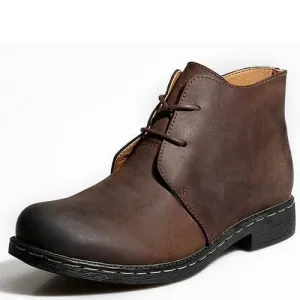 Vintage Genuine Leather Waterproof Winter Ankle Boots