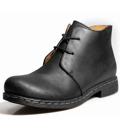 Vintage Genuine Leather Waterproof Winter Ankle Boots